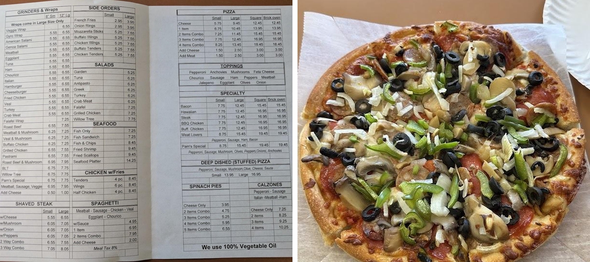 Pam's Pizza Menu